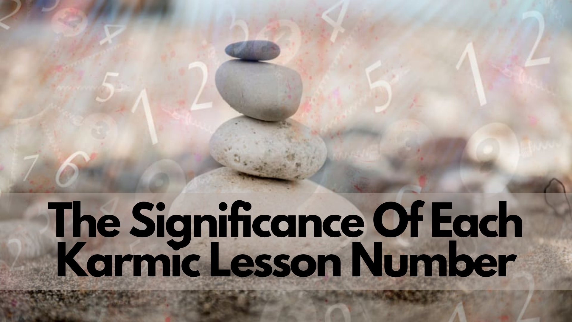 A stone balancing art placed on the ground with different numbers on the background