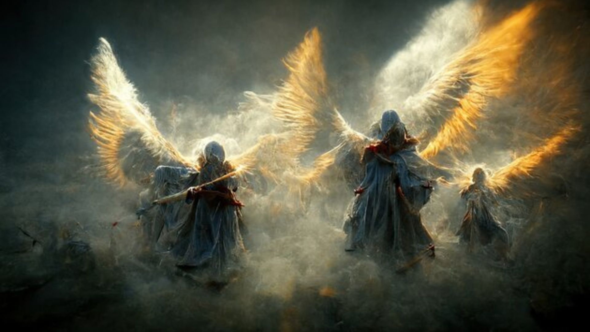 People Fully Covered With Clouds That Formed Wings