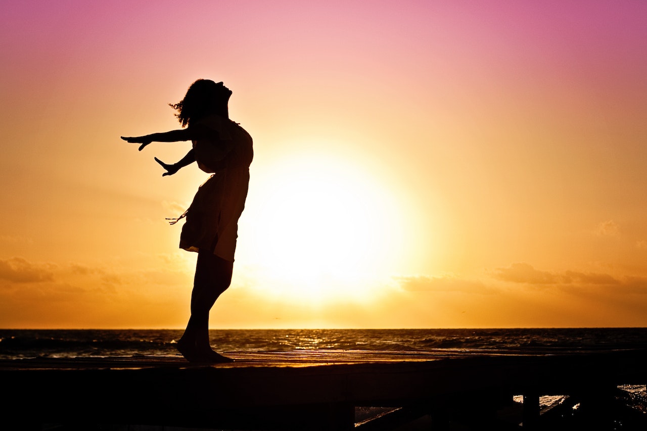 Lady in Beach Silhouette during Daytime