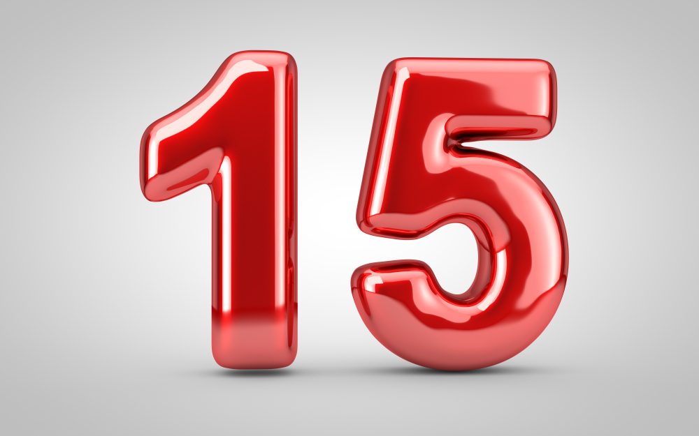 Red number 15 balloon