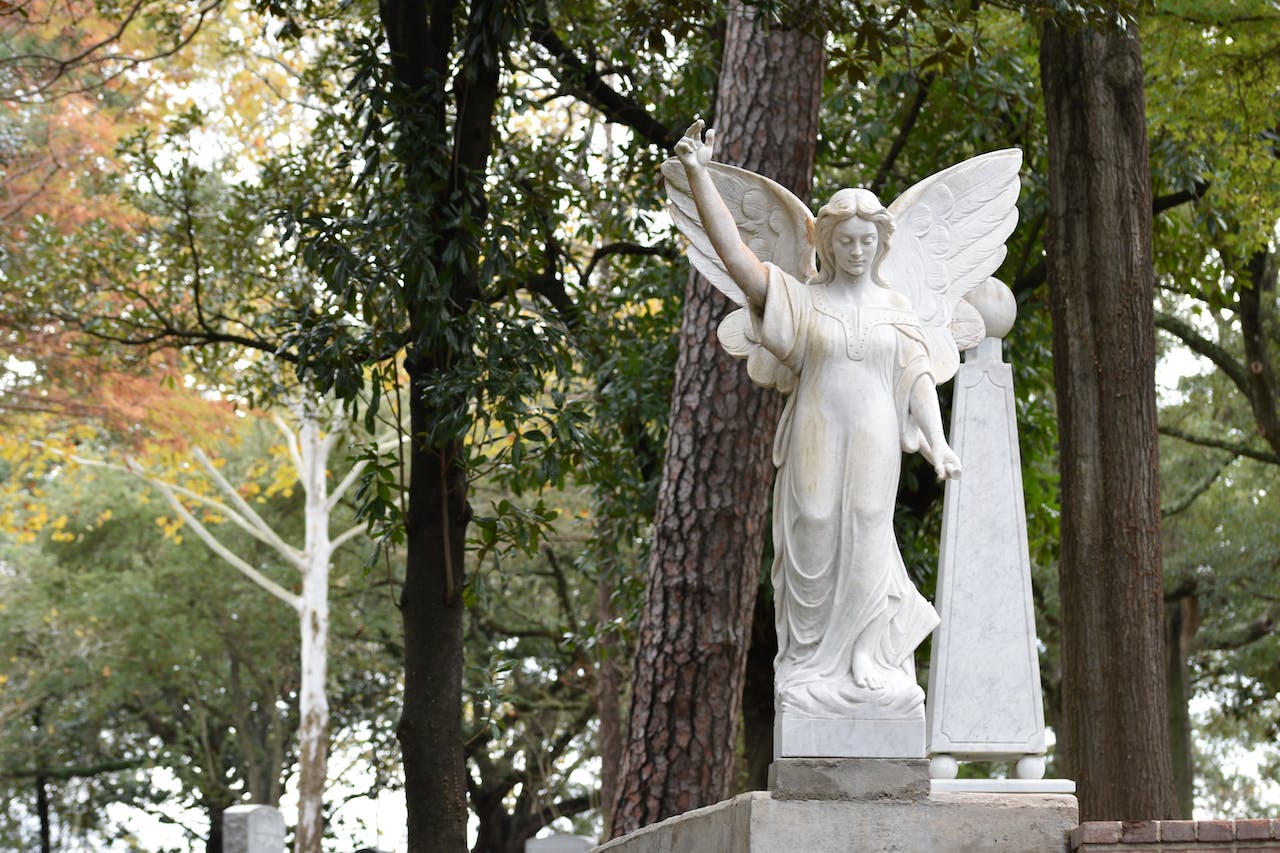 White Statue in a Cemetery